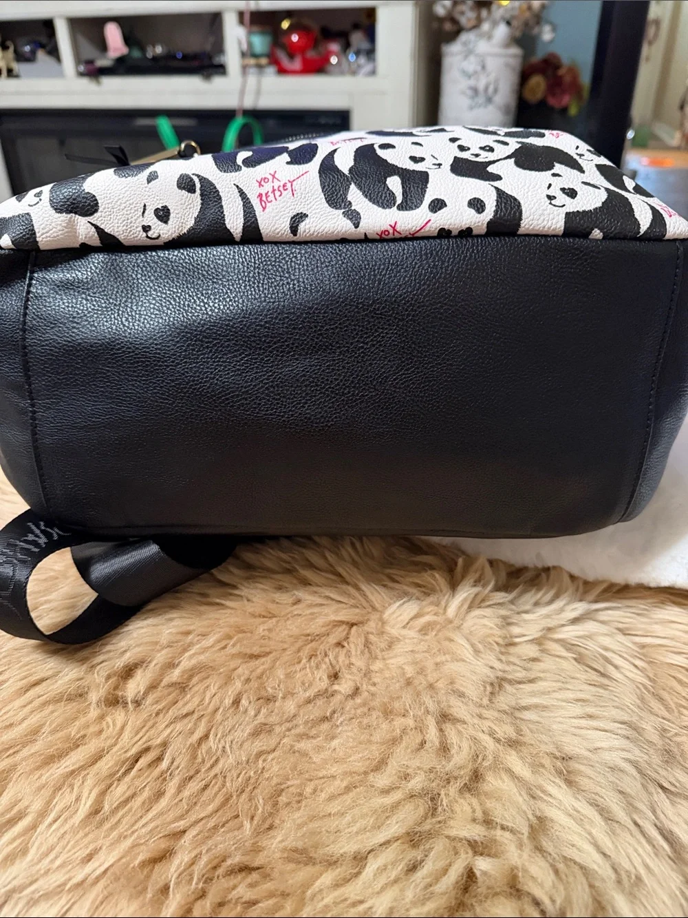 Betsey Johnson Oversized Panda Floral Backpack what is what floral lining